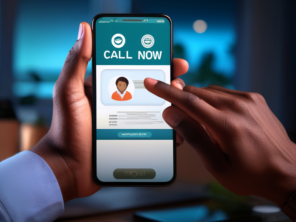 Hand clicking a call now button