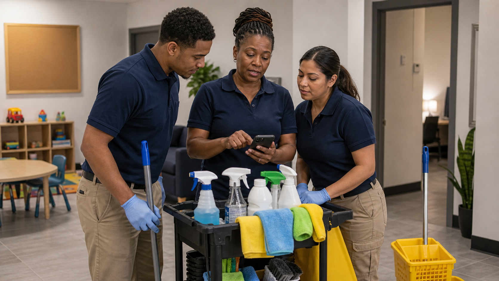 Small cleaning business crew